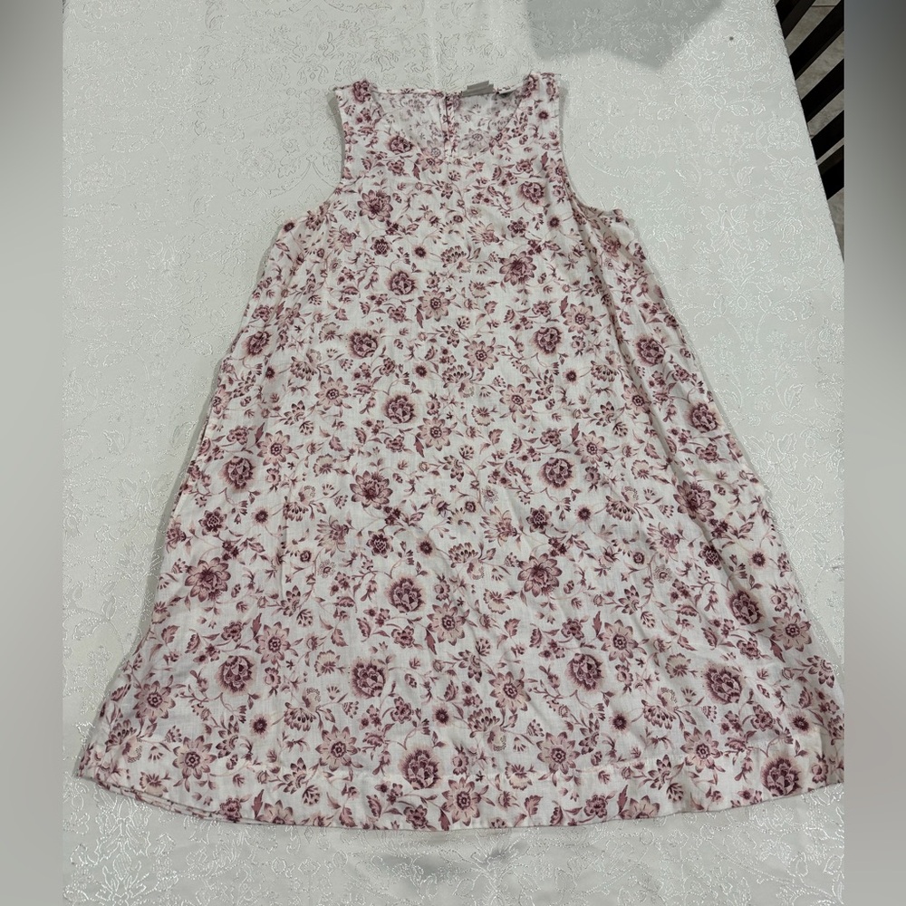 100% linen Floral Pink Dress